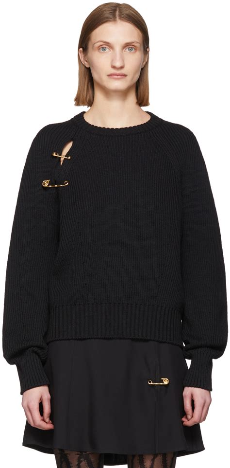 versace safety pin sweater|Versace: Black Oversized Safety Pin Sweater .